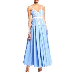 Blue white stripped 100% cotton dress